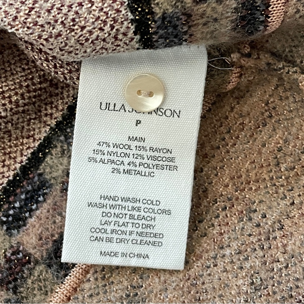 Ulla Johnson Beige and Brown Patterned Cropped Cardigan - Picture 6 of 7